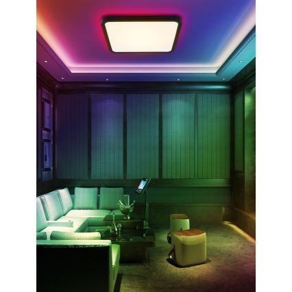 Immax NEO 07167-B40 - LED RGB+CCT Dimbare plafondlamp NEO LITE TUDO LED/50W/230V Wi-Fi Tuya zwart + afstandsbediening