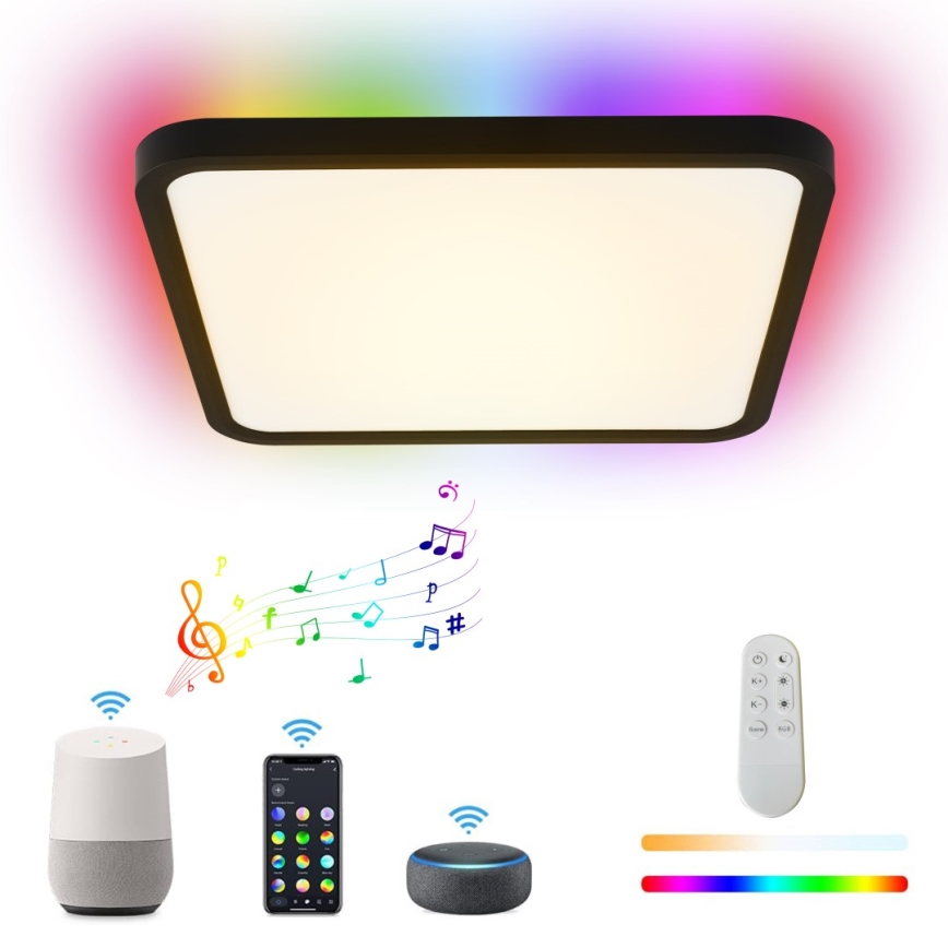 Immax NEO 07167-B40 - LED RGB+CCT Dimbare plafondlamp NEO LITE TUDO LED/50W/230V Wi-Fi Tuya zwart + afstandsbediening