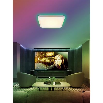 Immax NEO 07168-W40 - LED RGB+CCT Plafonnier à intensité variable NEO LITE TUDO LED/50W/230V Wi-Fi Tuya blanc + télécommande