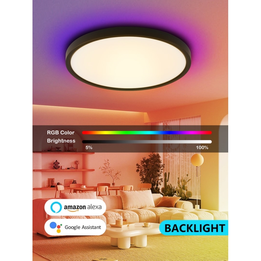 Immax NEO 07170-B60 - LED RGB+CCT Dimbare plafondlamp NEO LITE TUDO LED/65W/230V 2700-6500K Wi-Fi Tuya zwart + afstandsbediening