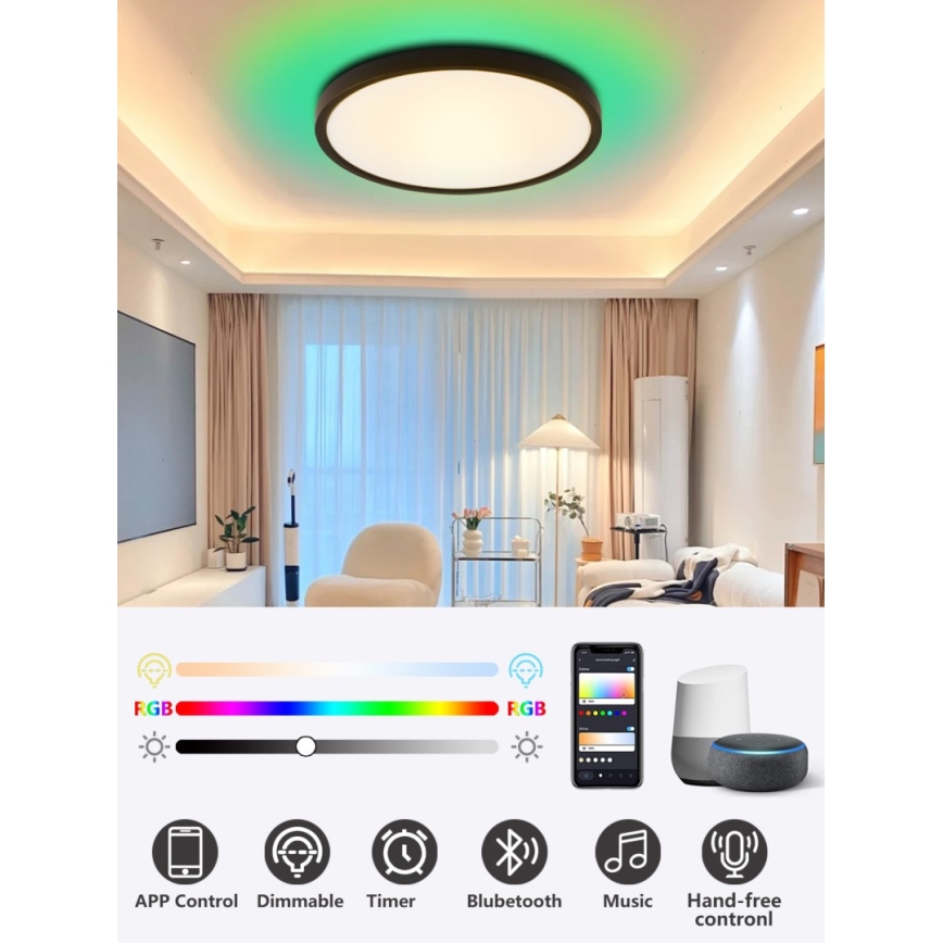 Immax NEO 07170-B60 - LED RGB+CCT Dimbare plafondlamp NEO LITE TUDO LED/65W/230V 2700-6500K Wi-Fi Tuya zwart + afstandsbediening