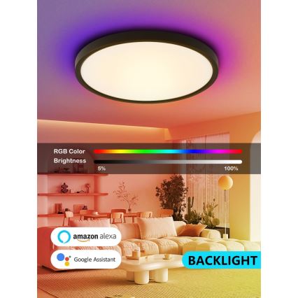 Immax NEO 07170-B60 - Plafonnier LED RGB+CCT à intensité variable NEO LITE TUDO LED/65W/230V 2700-6500K Wi-Fi Tuya noir + télécommande