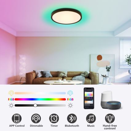 Immax NEO 07170-B60 - Plafonnier LED RGB+CCT à intensité variable NEO LITE TUDO LED/65W/230V 2700-6500K Wi-Fi Tuya noir + télécommande