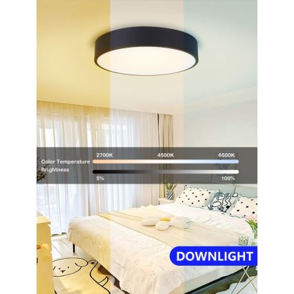 Immax NEO 07201L - Plafonnier à intensité variable RONDATE LED/28W/230V noir Tuya + télécommande