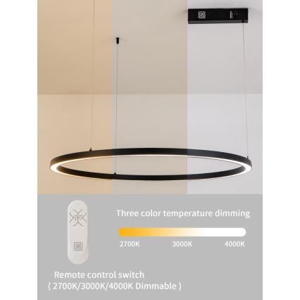 Immax NEO 07215L - Suspension filaire à intensité variable FINO LED/60W/230V 80 cm noir Tuya + télécommande