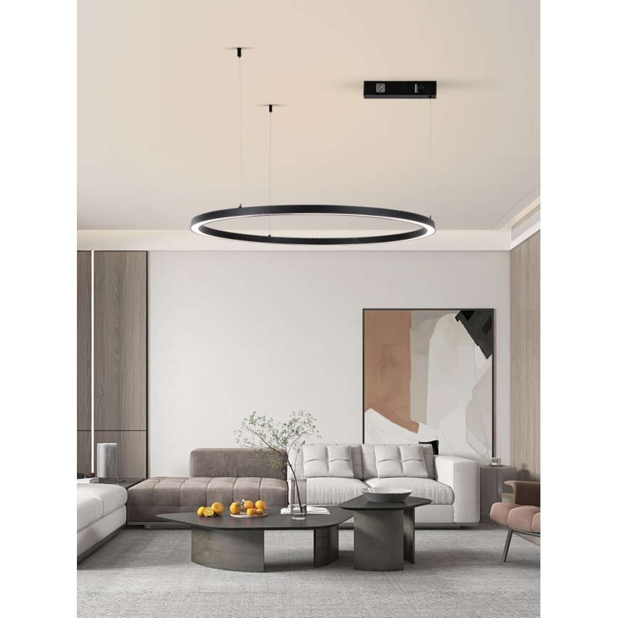 Immax NEO 07215L - Suspension filaire à intensité variable FINO LED/60W/230V 80 cm noir Tuya + télécommande