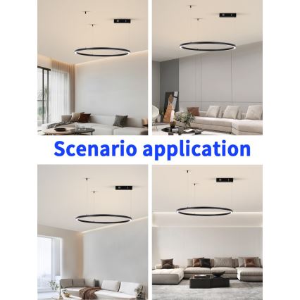 Immax NEO 07215L - Suspension filaire à intensité variable FINO LED/60W/230V 80 cm noir Tuya + télécommande