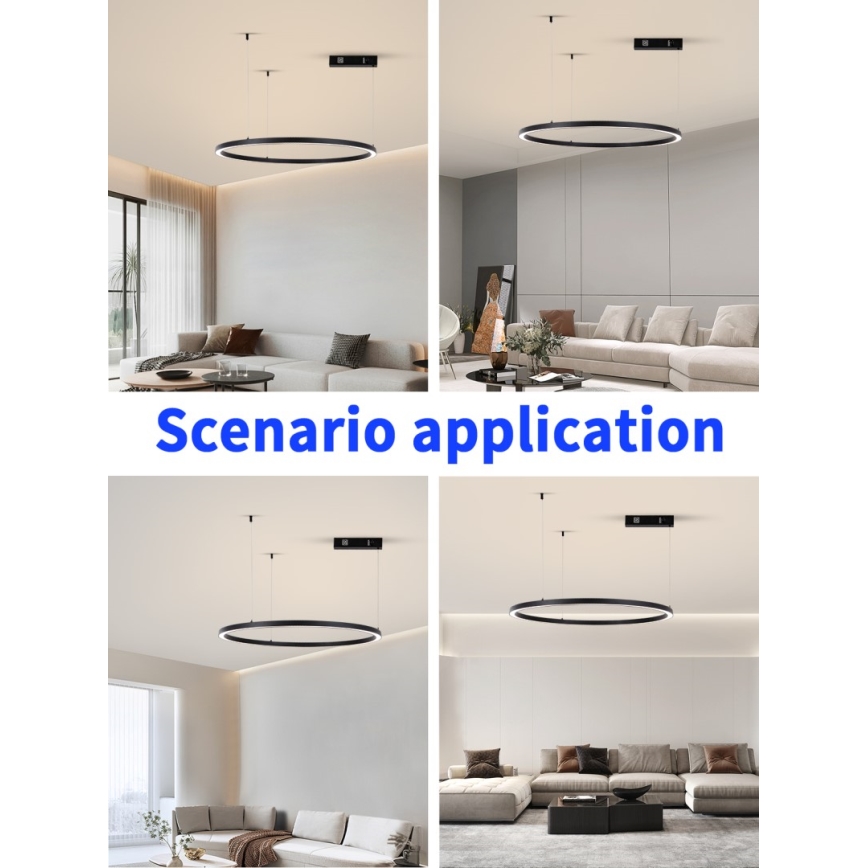 Immax NEO 07215L - Suspension filaire à intensité variable FINO LED/60W/230V 80 cm noir Tuya + télécommande