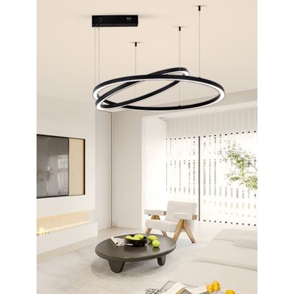 Immax NEO 07216L - Suspension filaire à intensité variable LED FINO LED/93W/230V 60/80cm noir Tuya + télécommande