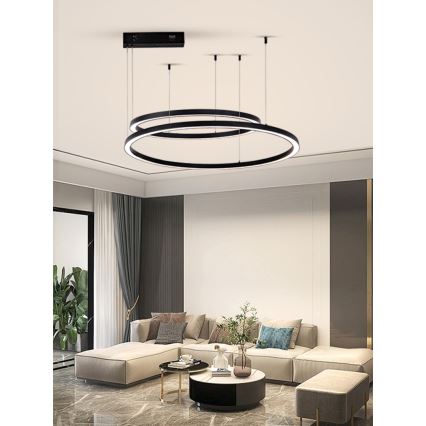 Immax NEO 07216L - Suspension filaire à intensité variable LED FINO LED/93W/230V 60/80cm noir Tuya + télécommande