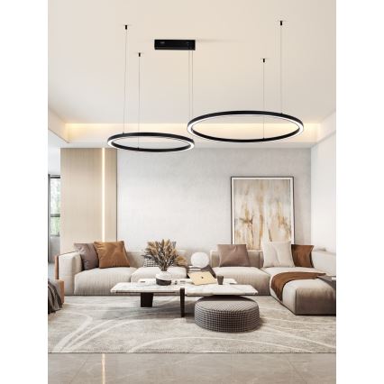 Immax NEO 07216L - Suspension filaire à intensité variable LED FINO LED/93W/230V 60/80cm noir Tuya + télécommande