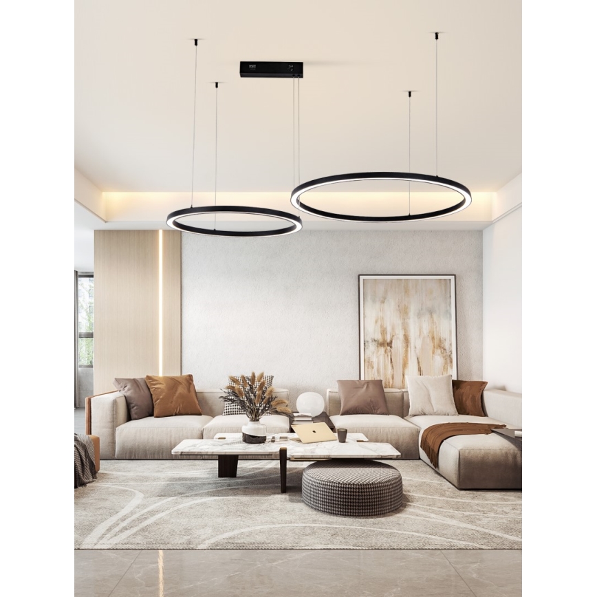 Immax NEO 07216L - Suspension filaire à intensité variable LED FINO LED/93W/230V 60/80cm noir Tuya + télécommande