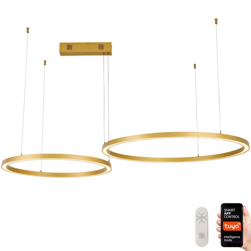 Immax NEO 07218L - Dimbare LED hanglamp aan een koord FINO LED/93W/230V 60/80cm goud Tuya + afstandsbediening