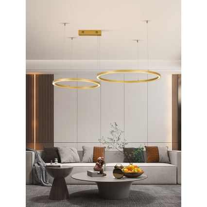 Immax NEO 07218L - Dimbare LED hanglamp aan een koord FINO LED/93W/230V 60/80cm goud Tuya + afstandsbediening