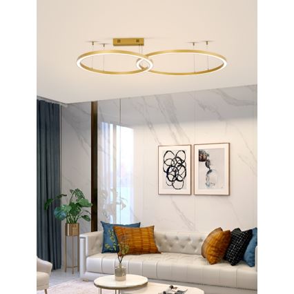 Immax NEO 07218L - Dimbare LED hanglamp aan een koord FINO LED/93W/230V 60/80cm goud Tuya + afstandsbediening