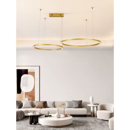 Immax NEO 07218L - Dimbare LED hanglamp aan een koord FINO LED/93W/230V 60/80cm goud Tuya + afstandsbediening