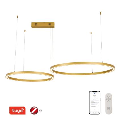 Immax NEO 07218L - Dimbare LED hanglamp aan een koord FINO LED/93W/230V 60/80cm goud Tuya + afstandsbediening