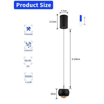 Immax NEO 07219L - Dimbare LED hanglamp aan een koord DORMINE LED/6W/230V mat zwart Tuya + afstandsbediening