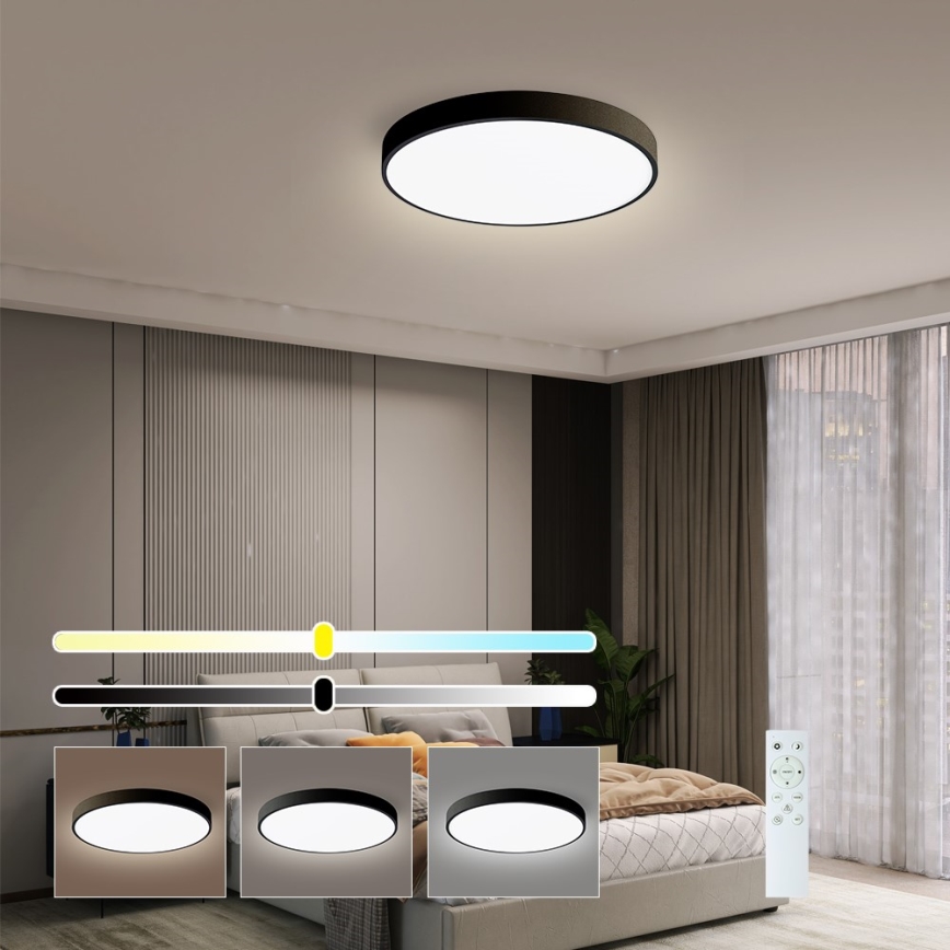 Immax NEO 07248L - Dimbare LED Plafondlamp NEO LITE SEMPLICI LED/36W/230V 3000-6000K Wi-Fi Tuya zwart + afstandsbediening