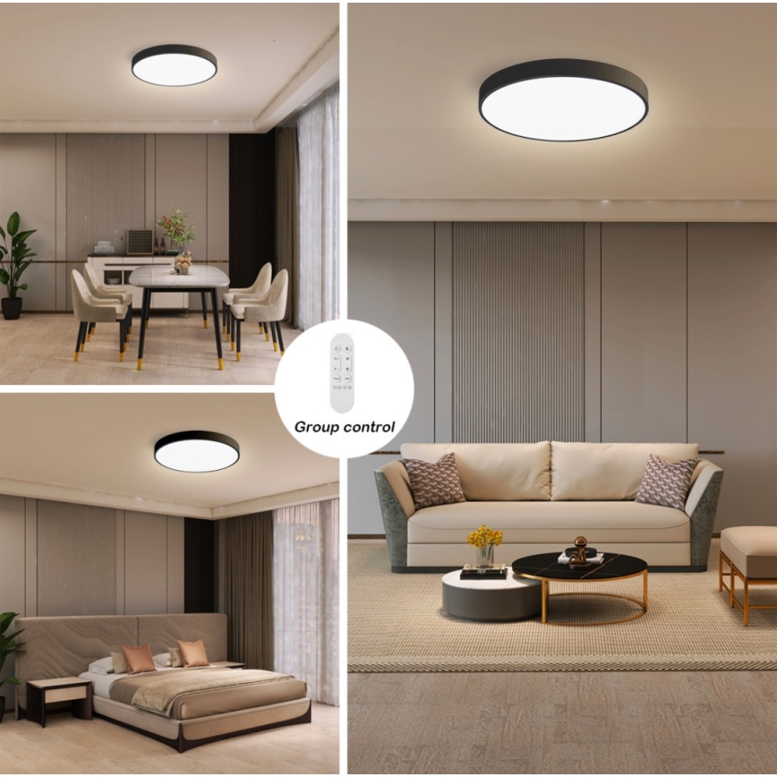Immax NEO 07248L - Dimbare LED Plafondlamp NEO LITE SEMPLICI LED/36W/230V 3000-6000K Wi-Fi Tuya zwart + afstandsbediening