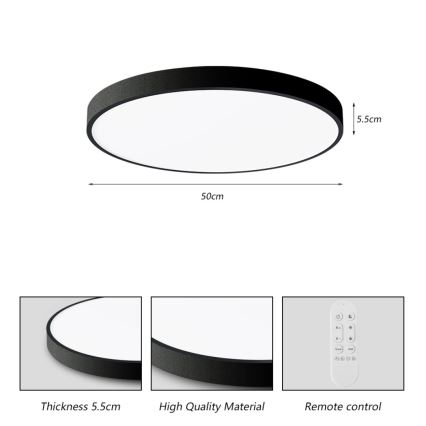Immax NEO 07249L - Plafonnier à intensité variable NEO LITE SEMPLICI LED/48W/230V 3000-6000K Wi-Fi Tuya noir + télécommande