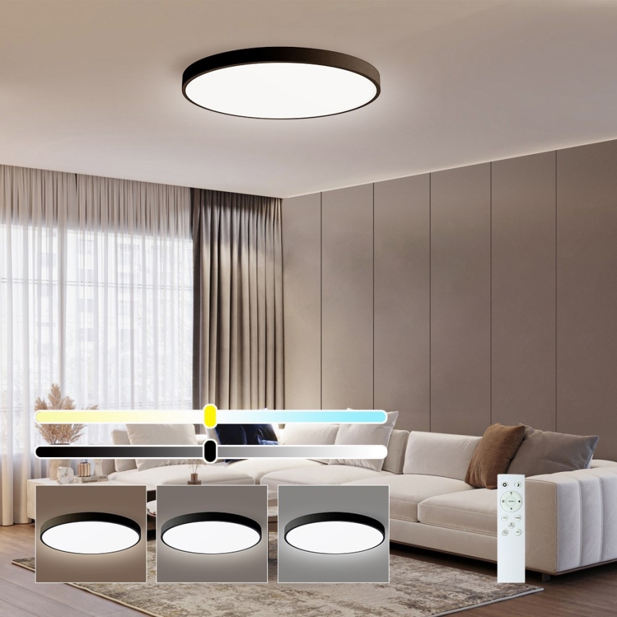 Immax NEO 07250L - Dimbare LED Plafondlamp NEO LITE SEMPLICI LED/60W/230V 3000-6000K Wi-Fi Tuya zwart + afstandsbediening