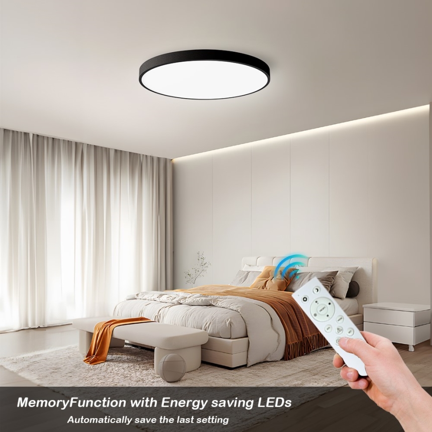 Immax NEO 07250L - Dimbare LED Plafondlamp NEO LITE SEMPLICI LED/60W/230V 3000-6000K Wi-Fi Tuya zwart + afstandsbediening