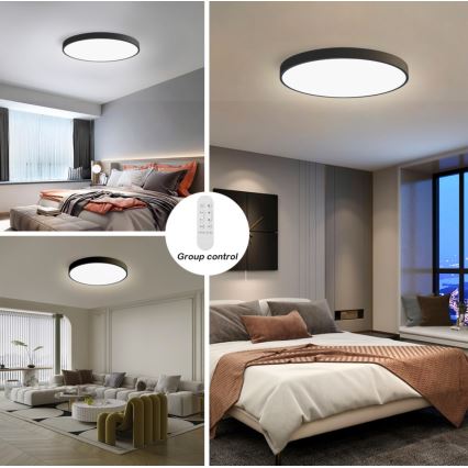 Immax NEO 07250L - Dimbare LED Plafondlamp NEO LITE SEMPLICI LED/60W/230V 3000-6000K Wi-Fi Tuya zwart + afstandsbediening