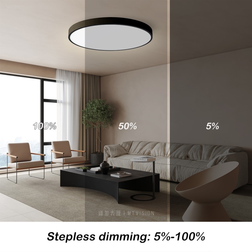Immax NEO 07250L - Dimbare LED Plafondlamp NEO LITE SEMPLICI LED/60W/230V 3000-6000K Wi-Fi Tuya zwart + afstandsbediening
