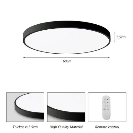 Immax NEO 07250L - Dimbare LED Plafondlamp NEO LITE SEMPLICI LED/60W/230V 3000-6000K Wi-Fi Tuya zwart + afstandsbediening