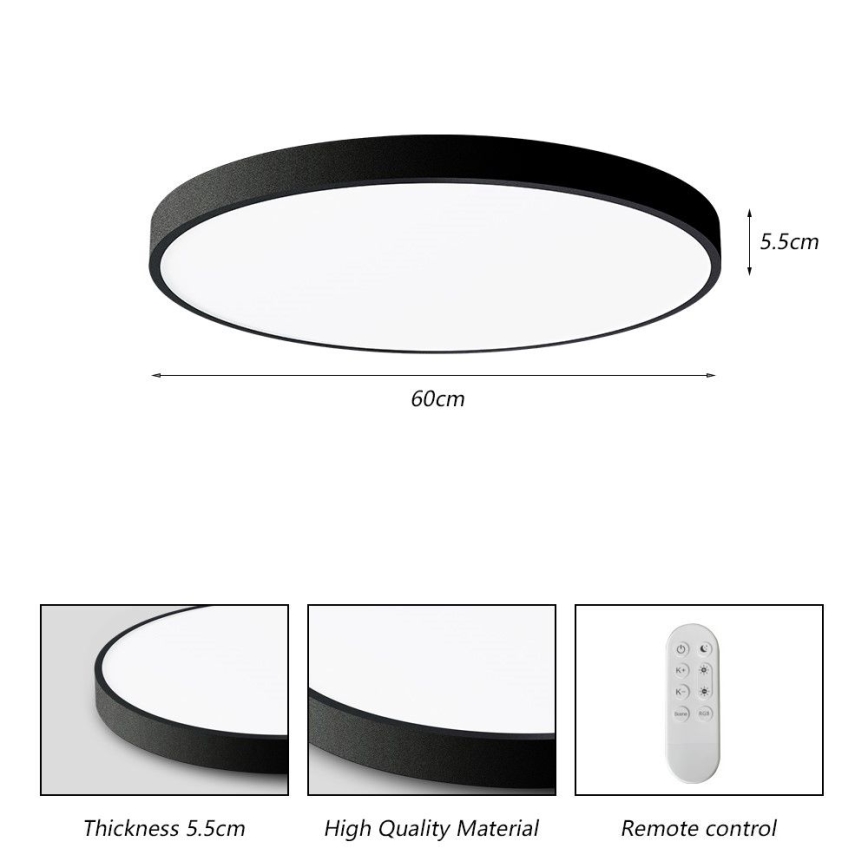Immax NEO 07250L - Dimbare LED Plafondlamp NEO LITE SEMPLICI LED/60W/230V 3000-6000K Wi-Fi Tuya zwart + afstandsbediening