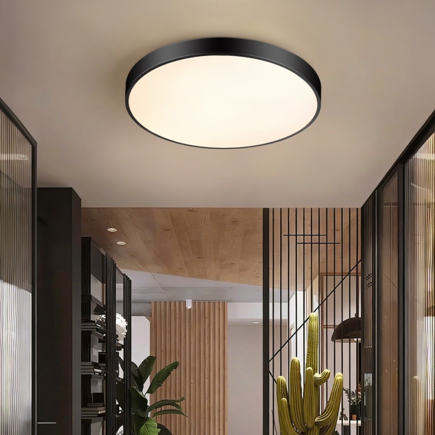 Immax NEO 07250L - Dimbare LED Plafondlamp NEO LITE SEMPLICI LED/60W/230V 3000-6000K Wi-Fi Tuya zwart + afstandsbediening