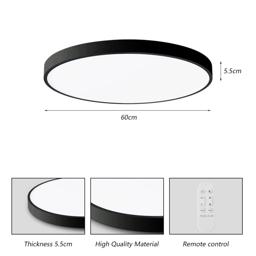 Immax NEO 07250L - Dimbare LED Plafondlamp NEO LITE SEMPLICI LED/60W/230V 3000-6000K Wi-Fi Tuya zwart + afstandsbediening