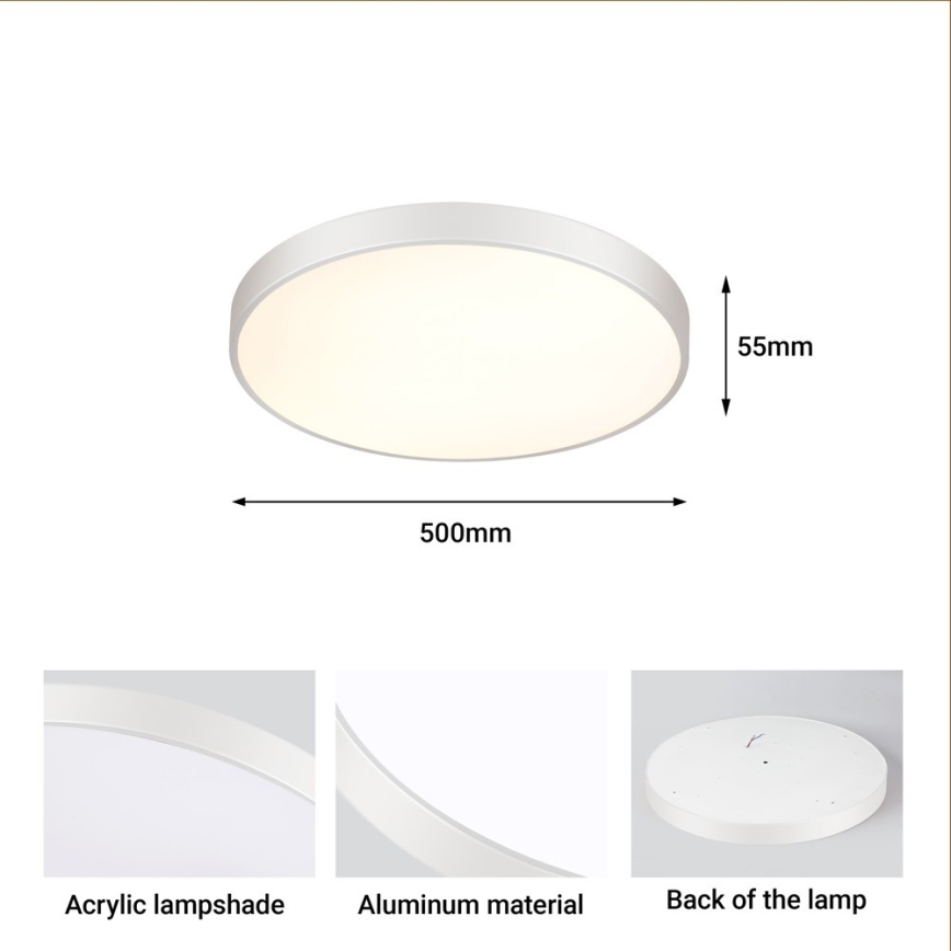 Immax NEO 07252L - Dimbare LED Plafondlamp NEO LITE SEMPLICI LED/48W/230V 3000-6000K Wi-Fi Tuya wit + afstandsbediening