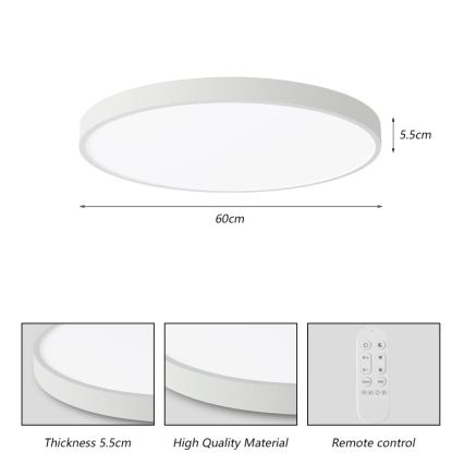 Immax NEO 07253L - Plafonnier à intensité variable NEO LITE SEMPLICI LED/60W/230V 3000-6000K Wi-Fi Tuya blanc + télécommande