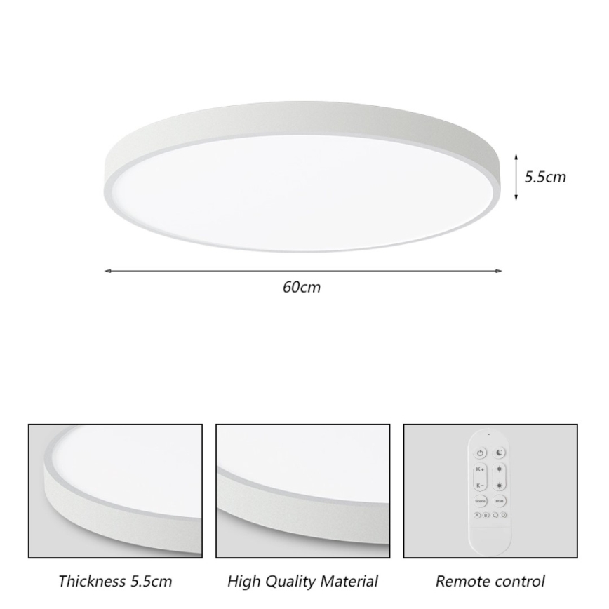 Immax NEO 07253L - Plafonnier à intensité variable NEO LITE SEMPLICI LED/60W/230V 3000-6000K Wi-Fi Tuya blanc + télécommande