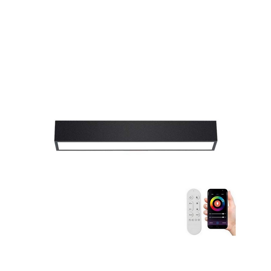Immax NEO 07254L - Dimbare LED Plafondlamp NEO LITE LUNGO LED/20W/230V 3000-6000K Wi-Fi Tuya zwart + afstandsbediening