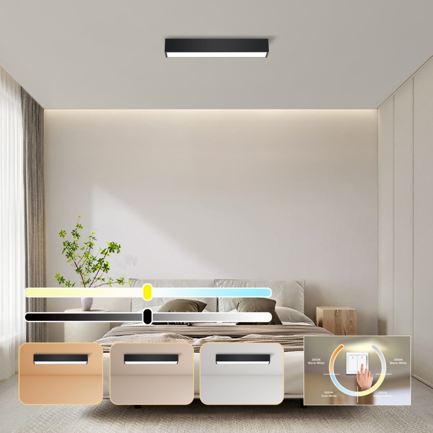 Immax NEO 07254L - LED dimbare plafondlamp NEO LITE LUNGO LED/20W/230V 3000-6000K Wi-Fi Tuya zwart + afstandsbediening