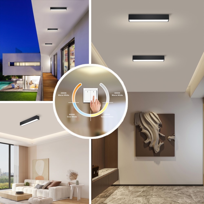 Immax NEO 07254L - LED dimbare plafondlamp NEO LITE LUNGO LED/20W/230V 3000-6000K Wi-Fi Tuya zwart + afstandsbediening