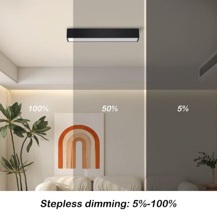 Immax NEO 07254L - LED dimbare plafondlamp NEO LITE LUNGO LED/20W/230V 3000-6000K Wi-Fi Tuya zwart + afstandsbediening