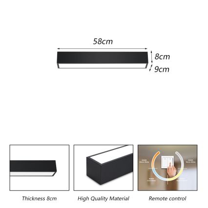 Immax NEO 07254L - LED dimbare plafondlamp NEO LITE LUNGO LED/20W/230V 3000-6000K Wi-Fi Tuya zwart + afstandsbediening