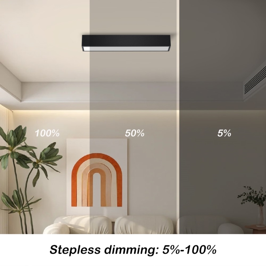 Immax NEO 07254L - Plafonnier à intensité variable NEO LITE LUNGO LED/20W/230V 3000-6000K Wi-Fi Tuya noir + Télécommande