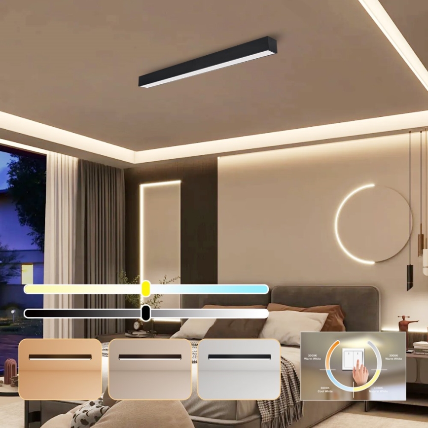 Immax NEO 07255L - Dimbare LED Plafondlamp NEO LITE LUNGO LED/20W/230V 3000-6000K Wi-Fi Tuya zwart + afstandsbediening