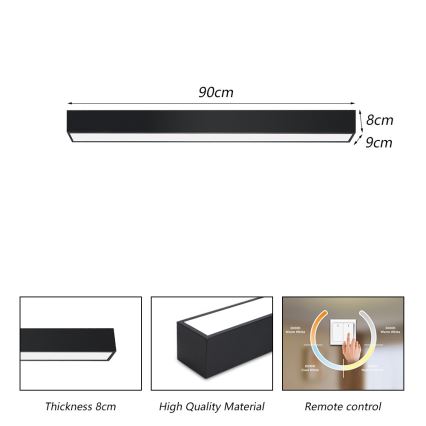 Immax NEO 07255L - Dimbare LED Plafondlamp NEO LITE LUNGO LED/20W/230V 3000-6000K Wi-Fi Tuya zwart + afstandsbediening