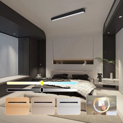 Immax NEO 07256L - Dimbare LED Plafondlamp NEO LITE LUNGO LED/38W/230V 3000-6000K Wi-Fi Tuya zwart + afstandsbediening