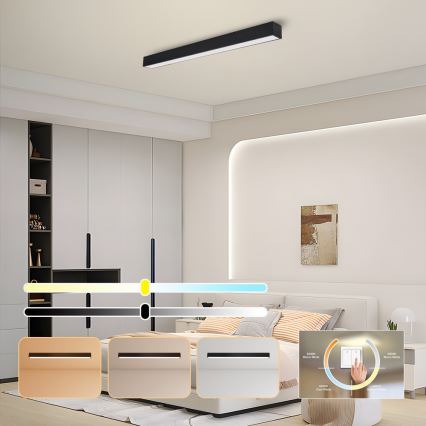 Immax NEO 07256L - Dimbare LED Plafondlamp NEO LITE LUNGO LED/38W/230V 3000-6000K Wi-Fi Tuya zwart + afstandsbediening