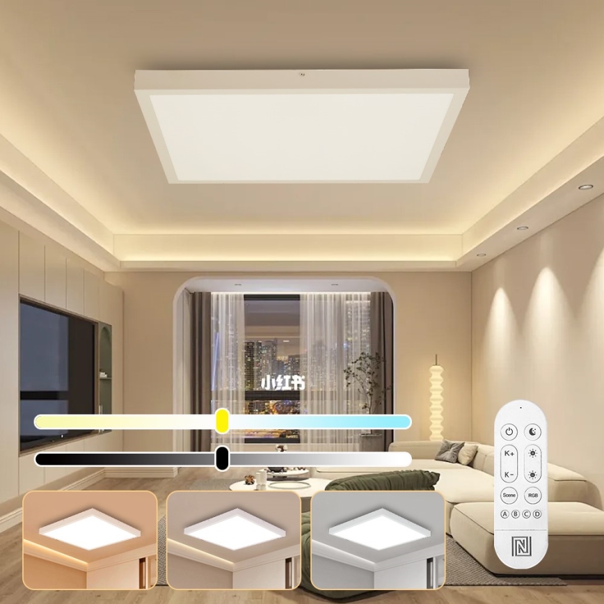 Immax NEO 07277L - LED Dimbare badkamer plafondverlichting NEO LITE FRAME LED/50W/230V IP44 Wi-Fi Tuya +remote bediening wit