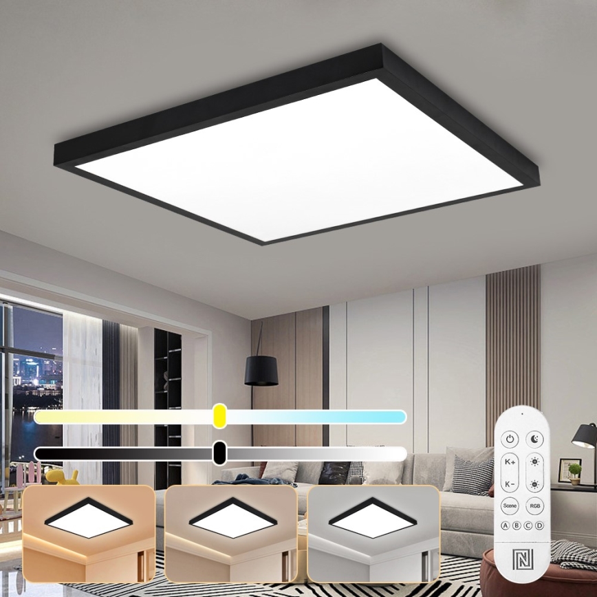 Immax NEO 07279L - LED Dimbare badkamer plafondverlichting NEO LITE FRAME LED/50W/230V IP44 Wi-Fi Tuya + afstandsbediening zwart