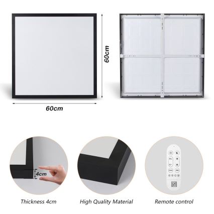 Immax NEO 07279L - LED Dimbare badkamer plafondverlichting NEO LITE FRAME LED/50W/230V IP44 Wi-Fi Tuya + afstandsbediening zwart