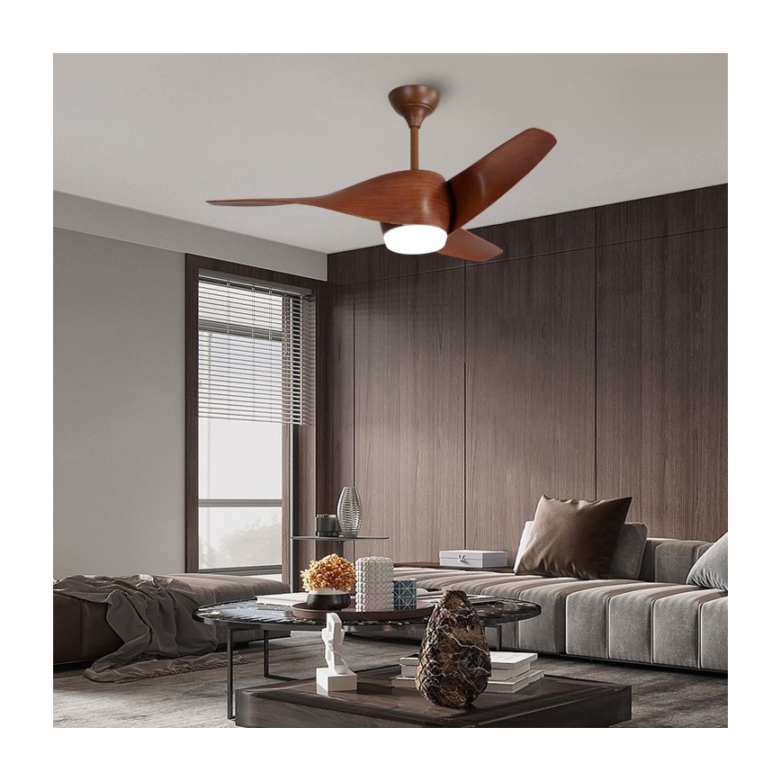 Immax NEO 07286L - LED-plafondventilator WAVE LED/18W/230V Wi‑Fi Tuya bruin Ø 132 cm + afstandsbediening